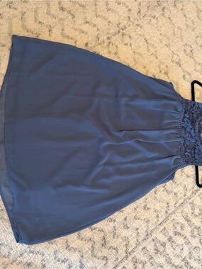 As U Wish Navy Lace-Trim A-Line Skirt